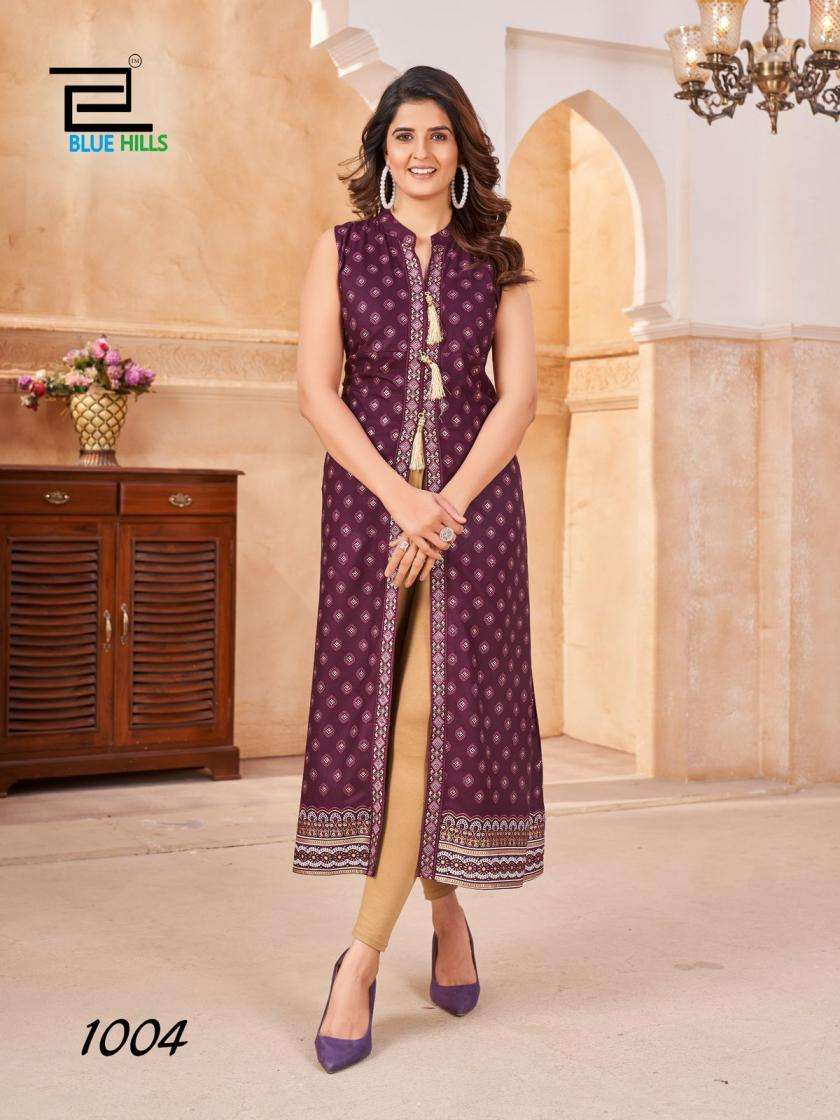 Blue Hills Present Cat Walk Rayon Center Cut Beautiful Plus Size Kurti Catalog Wholesaler And Exporter 