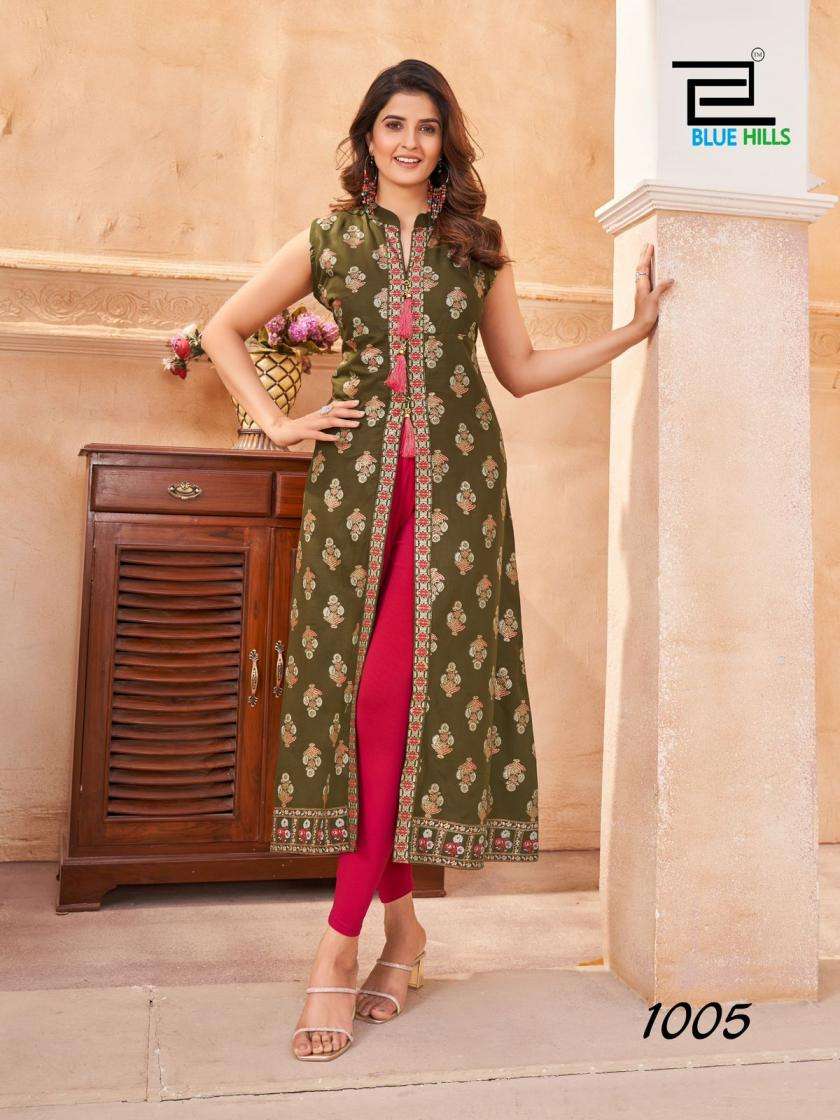 Blue Hills Present Cat Walk Rayon Center Cut Beautiful Plus Size Kurti Catalog Wholesaler And Exporter 