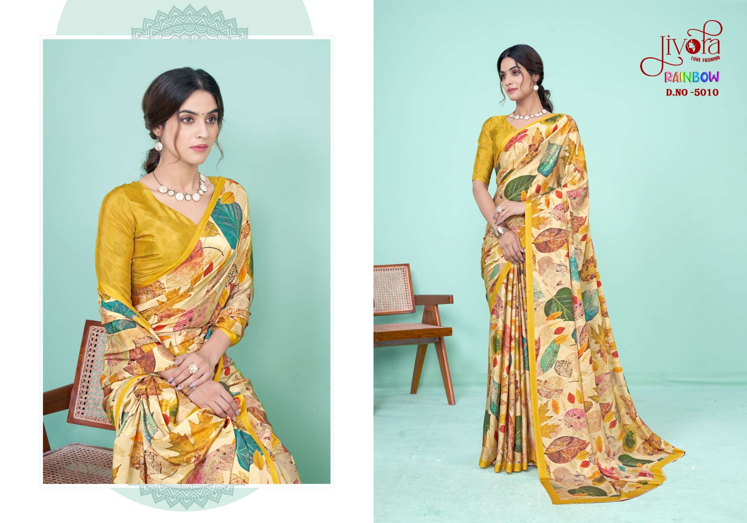Jivora Presents Rainbow Soft Crape Digital Prints Series Wholesale Designer Stitched Sarees Catalog Wholesaler 