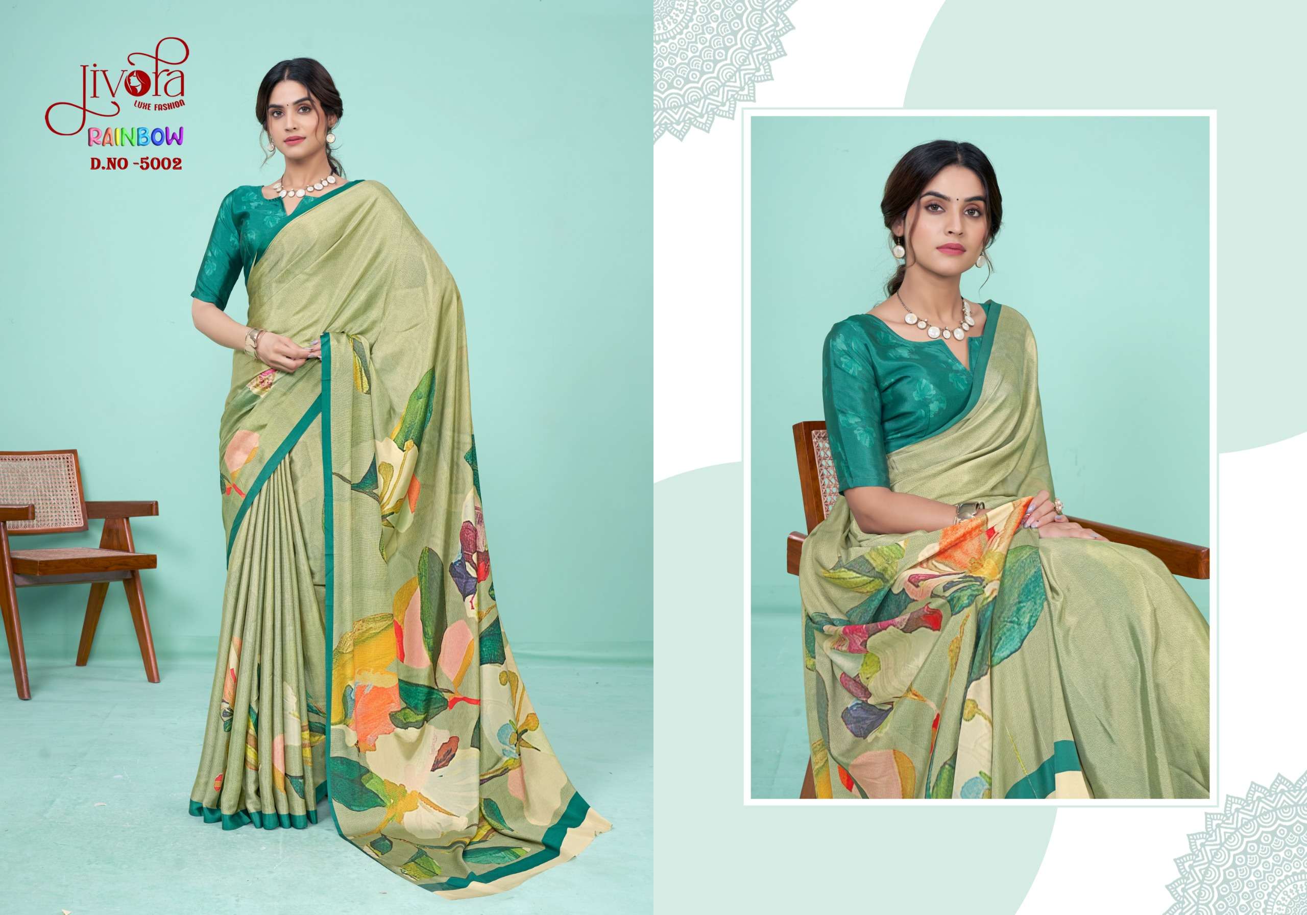 Jivora Presents Rainbow Soft Crape Digital Prints Series Wholesale Designer Stitched Sarees Catalog Wholesaler 