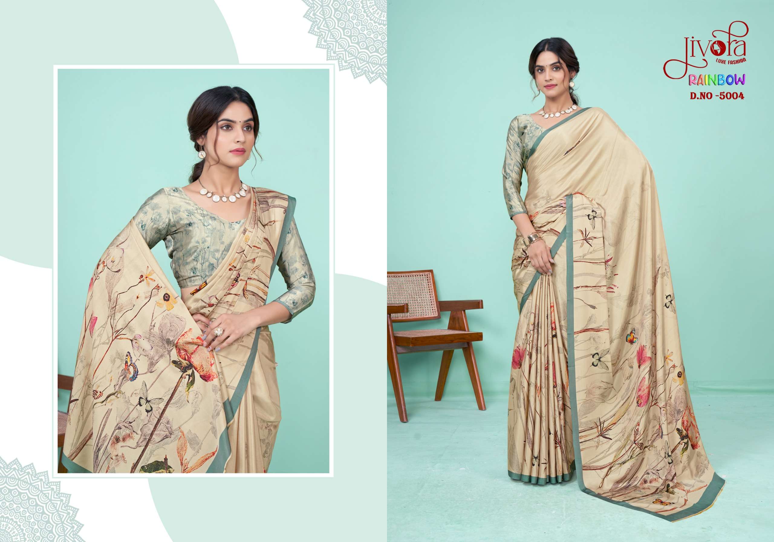 Jivora Presents Rainbow Soft Crape Digital Prints Series Wholesale Designer Stitched Sarees Catalog Wholesaler 