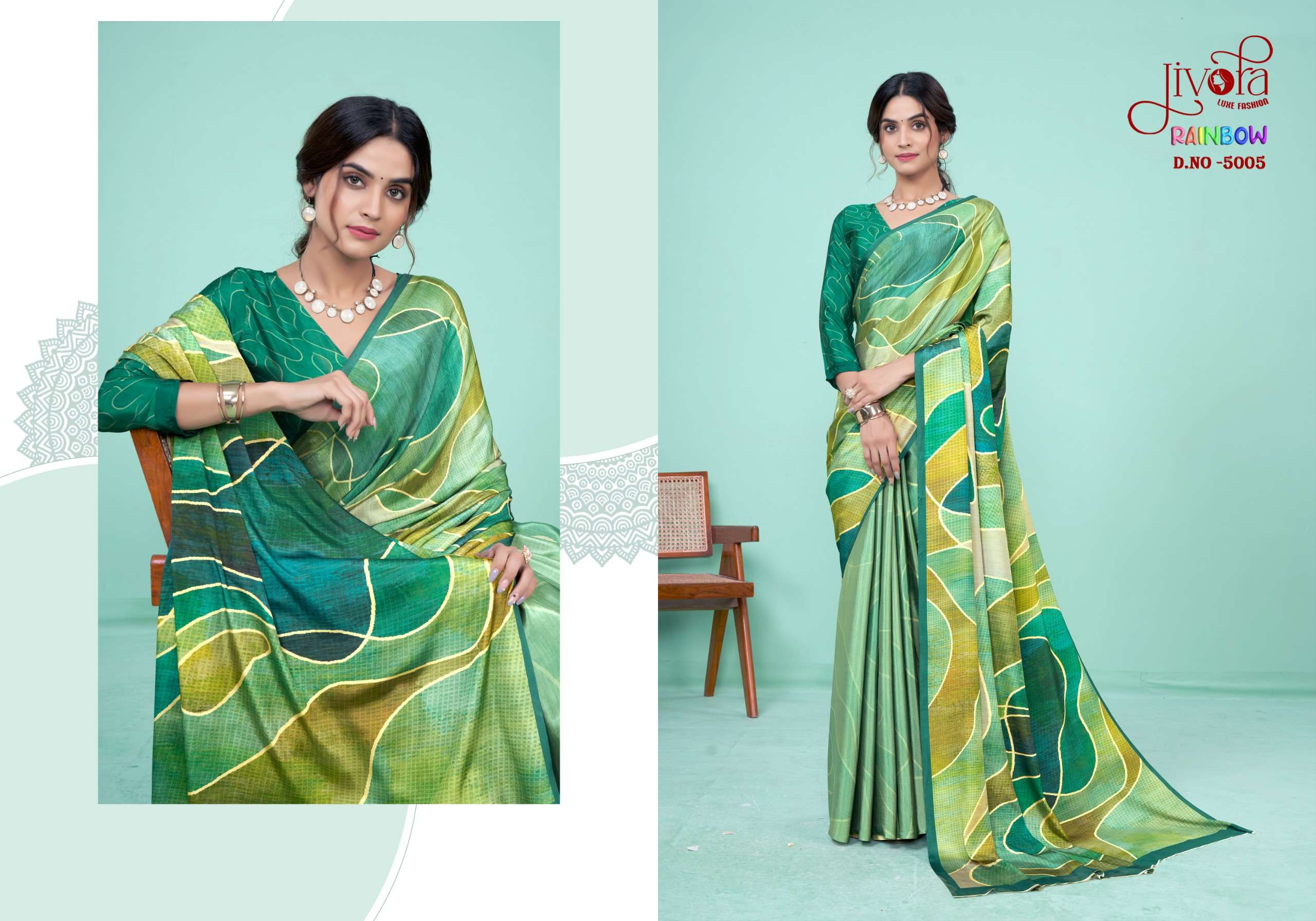 Jivora Presents Rainbow Soft Crape Digital Prints Series Wholesale Designer Stitched Sarees Catalog Wholesaler 