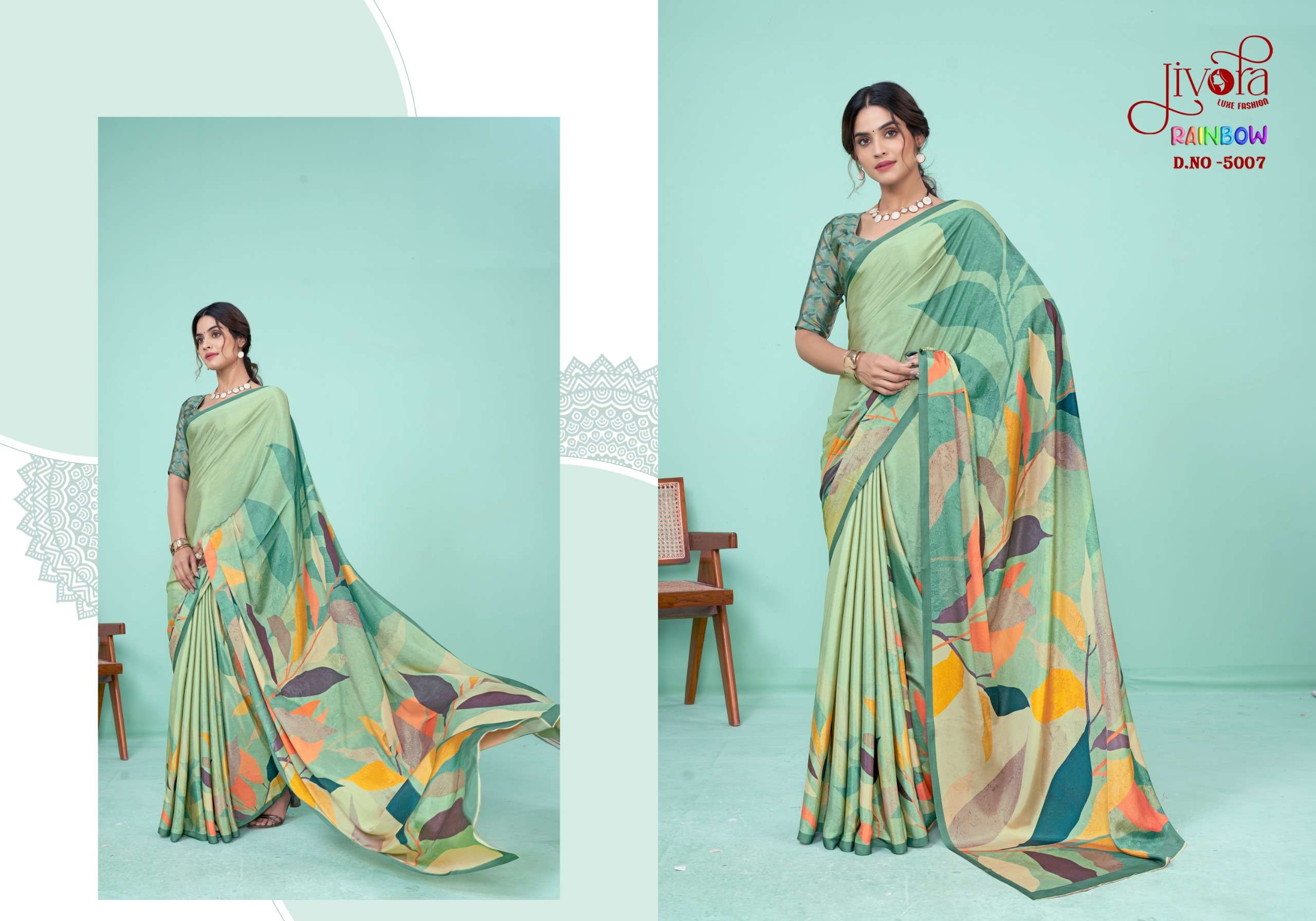 Jivora Presents Rainbow Soft Crape Digital Prints Series Wholesale Designer Stitched Sarees Catalog Wholesaler 