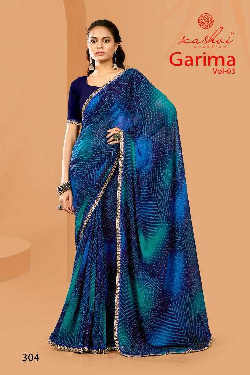 KASHVI CREATION PRESENTS GARIMA VOL-3 WHOLESALE NEW CATALOG GEORGETTE BANDHEJ PRINT SAREES