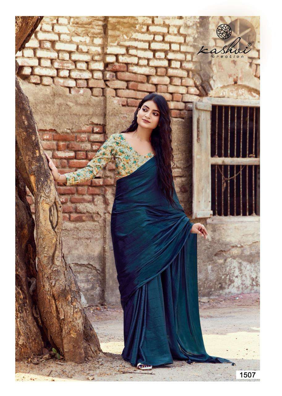 Kashvi Creation Presents Neel Vol-15 Mono Satin Casual Saree For Womens Catalog Wholesaler And Exporter 