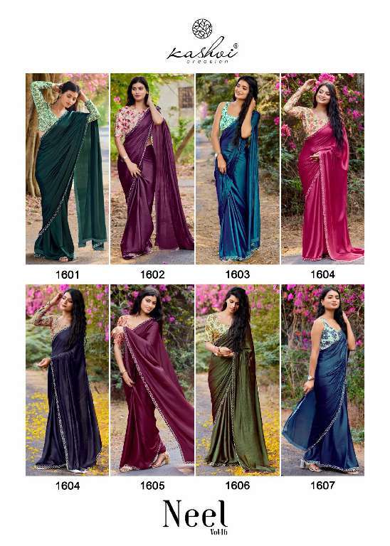 KASHVI CREATION PRESENTS NEEL VOL-16 MONO SATIN FANCY SAREES CATALOG WHOLESALER AND EXPORTER 