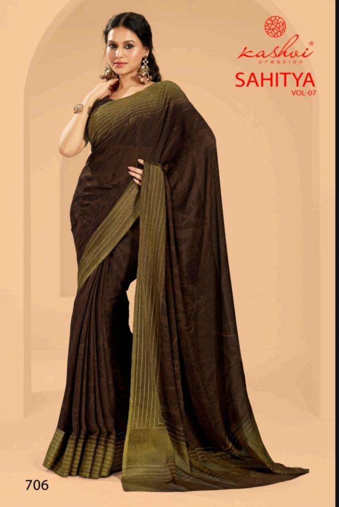 KASHVI CREATION PRESENTS  SAHITYA VOL-7 DULL MOSS PRINT BEST SAREE CATALOG WHOLESALER AND EXPORTER 