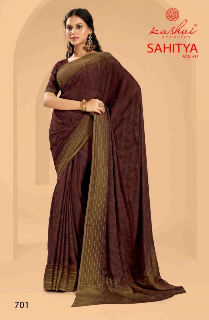 KASHVI CREATION PRESENTS  SAHITYA VOL-7 DULL MOSS PRINT BEST SAREE CATALOG WHOLESALER AND EXPORTER 