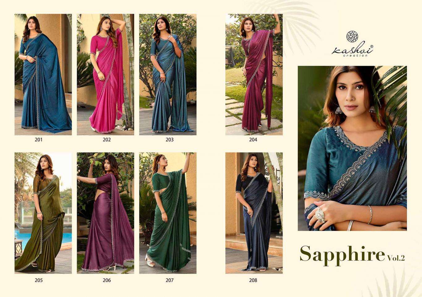 KASHVI CREATION PRESENTS SAPPHIRE VOL-2 SILK SUMMER BEAUTY SAREES CATALOG WHOLESALOER AND EXPORTER 