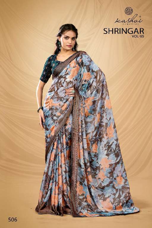 KASHVI CREATION PRESENTS SHRINGAR VOL-5 WHOLESALE BRASSO WITH FOIL PRINTING CASUAL SAREES CATALOG WHOLESALER AND EXPORTER 