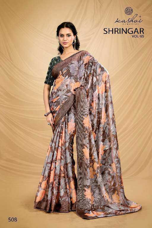 KASHVI CREATION PRESENTS SHRINGAR VOL-5 WHOLESALE BRASSO WITH FOIL PRINTING CASUAL SAREES CATALOG WHOLESALER AND EXPORTER 