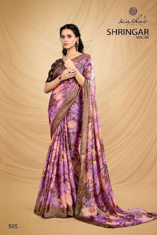 KASHVI CREATION PRESENTS SHRINGAR VOL-5 WHOLESALE BRASSO WITH FOIL PRINTING CASUAL SAREES CATALOG WHOLESALER AND EXPORTER 