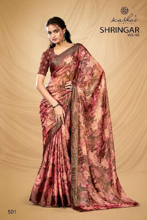 KASHVI CREATION PRESENTS SHRINGAR VOL-5 WHOLESALE BRASSO WITH FOIL PRINTING CASUAL SAREES CATALOG WHOLESALER AND EXPORTER 