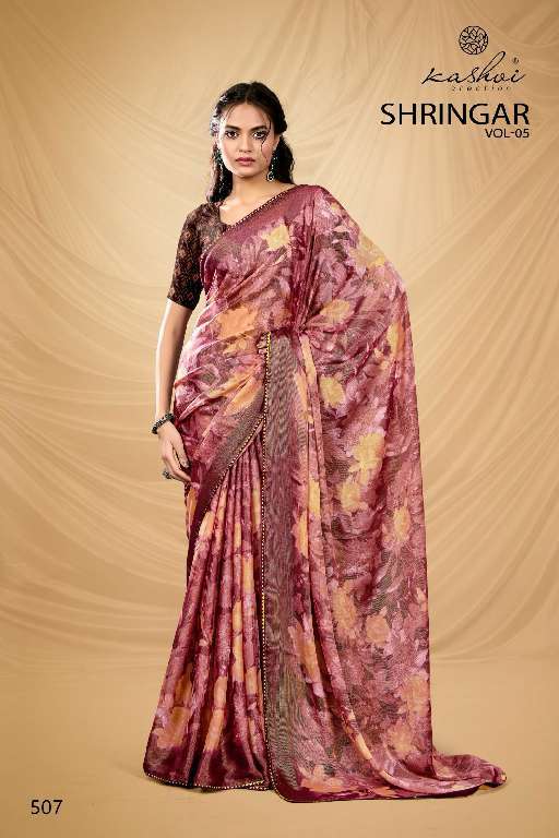 KASHVI CREATION PRESENTS SHRINGAR VOL-5 WHOLESALE BRASSO WITH FOIL PRINTING CASUAL SAREES CATALOG WHOLESALER AND EXPORTER 