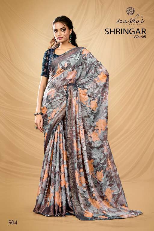 KASHVI CREATION PRESENTS SHRINGAR VOL-5 WHOLESALE BRASSO WITH FOIL PRINTING CASUAL SAREES CATALOG WHOLESALER AND EXPORTER 