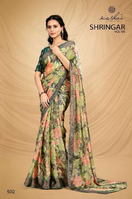 KASHVI CREATION PRESENTS SHRINGAR VOL-5 WHOLESALE BRASSO WITH FOIL PRINTING CASUAL SAREES CATALOG WHOLESALER AND EXPORTER 
