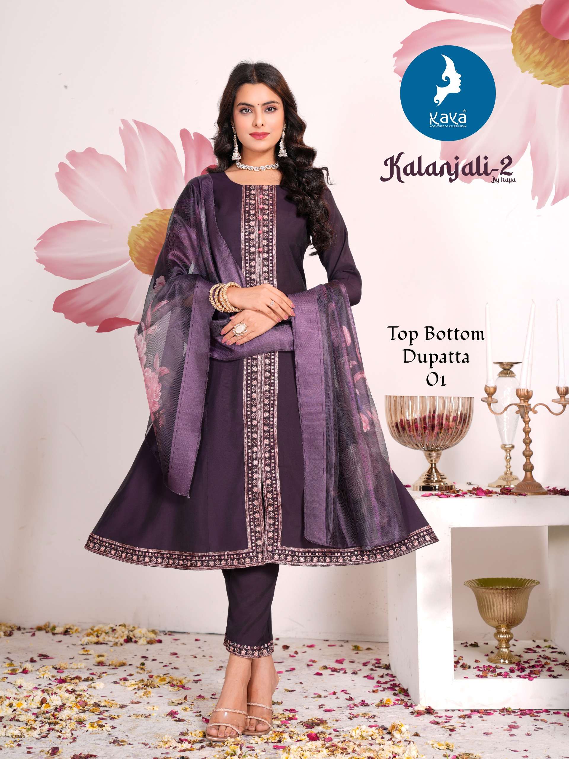 kaya presents kalanjali vol-2 roman silk plus size readymade kurtis catalog wholesaler and exporter 