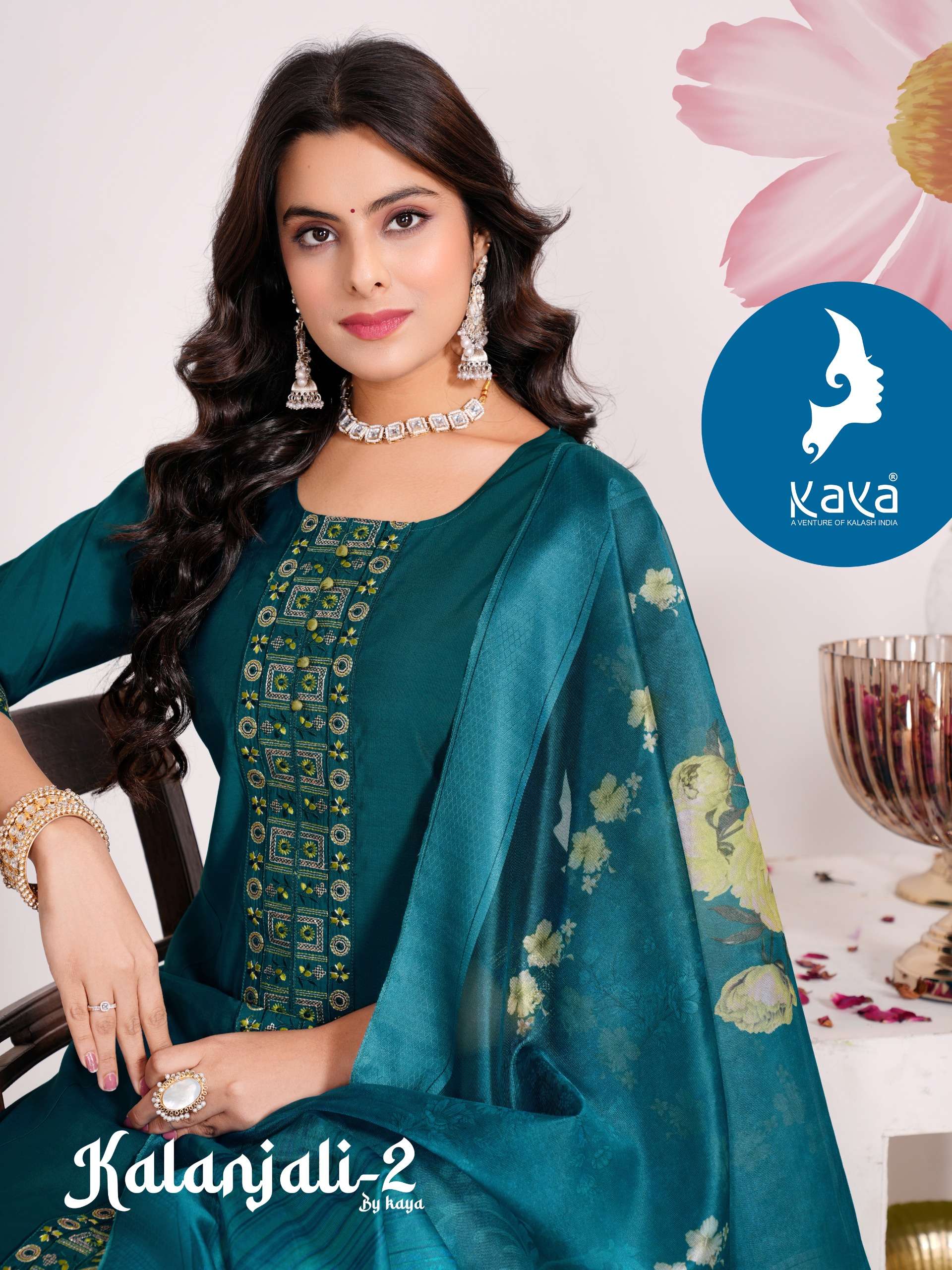 kaya presents kalanjali vol-2 roman silk plus size readymade kurtis catalog wholesaler and exporter 