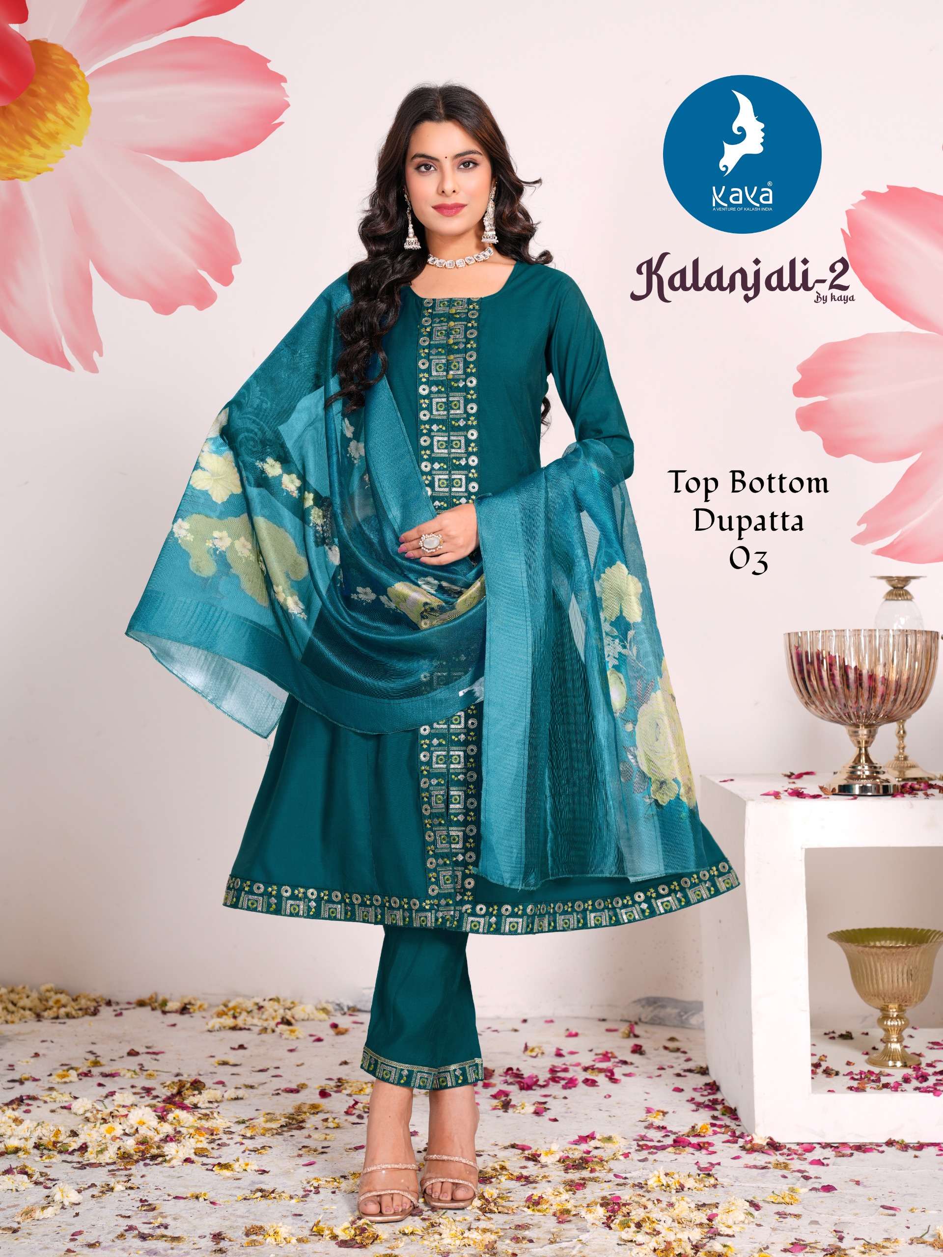 kaya presents kalanjali vol-2 roman silk plus size readymade kurtis catalog wholesaler and exporter 
