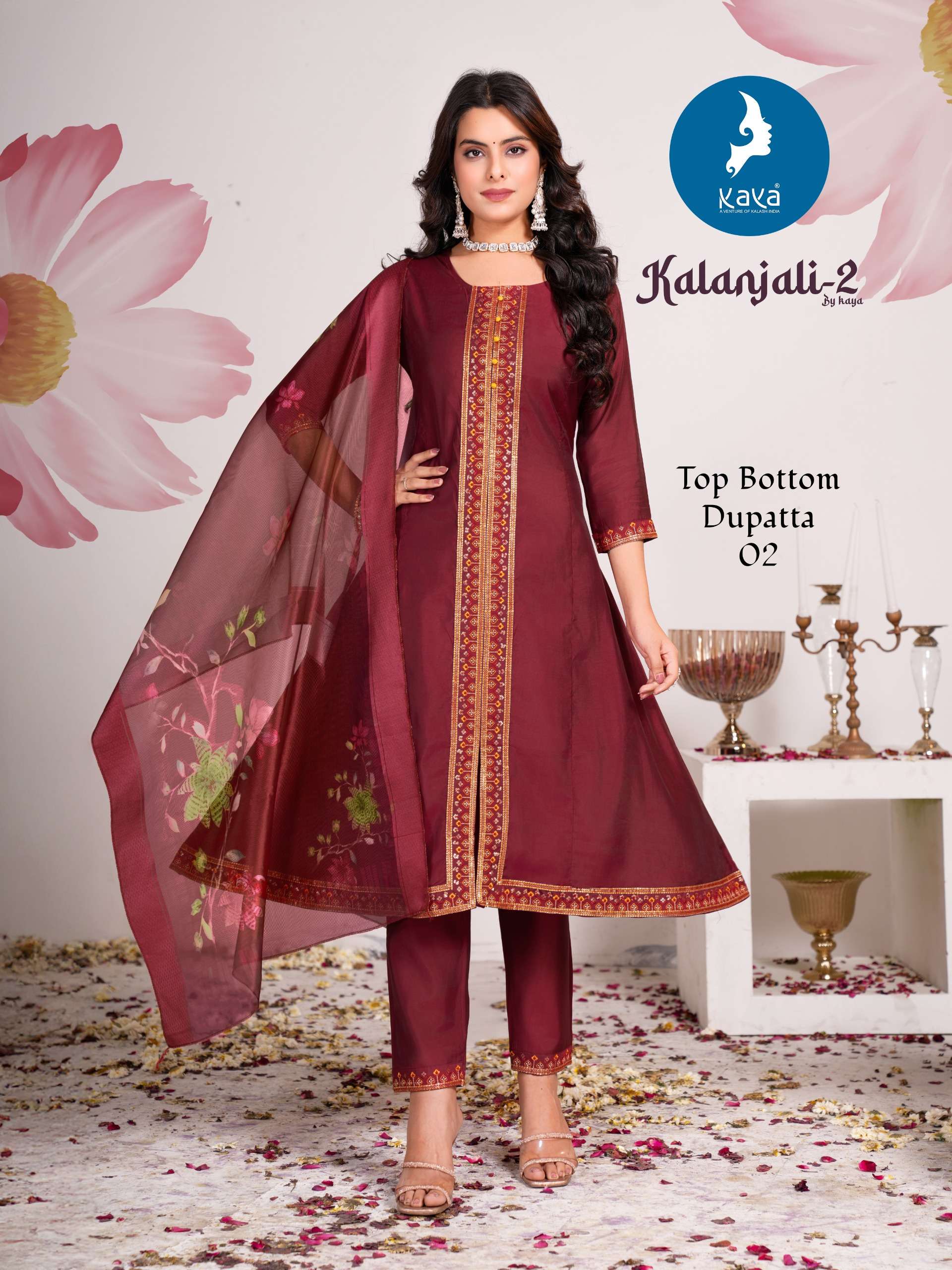 kaya presents kalanjali vol-2 roman silk plus size readymade kurtis catalog wholesaler and exporter 
