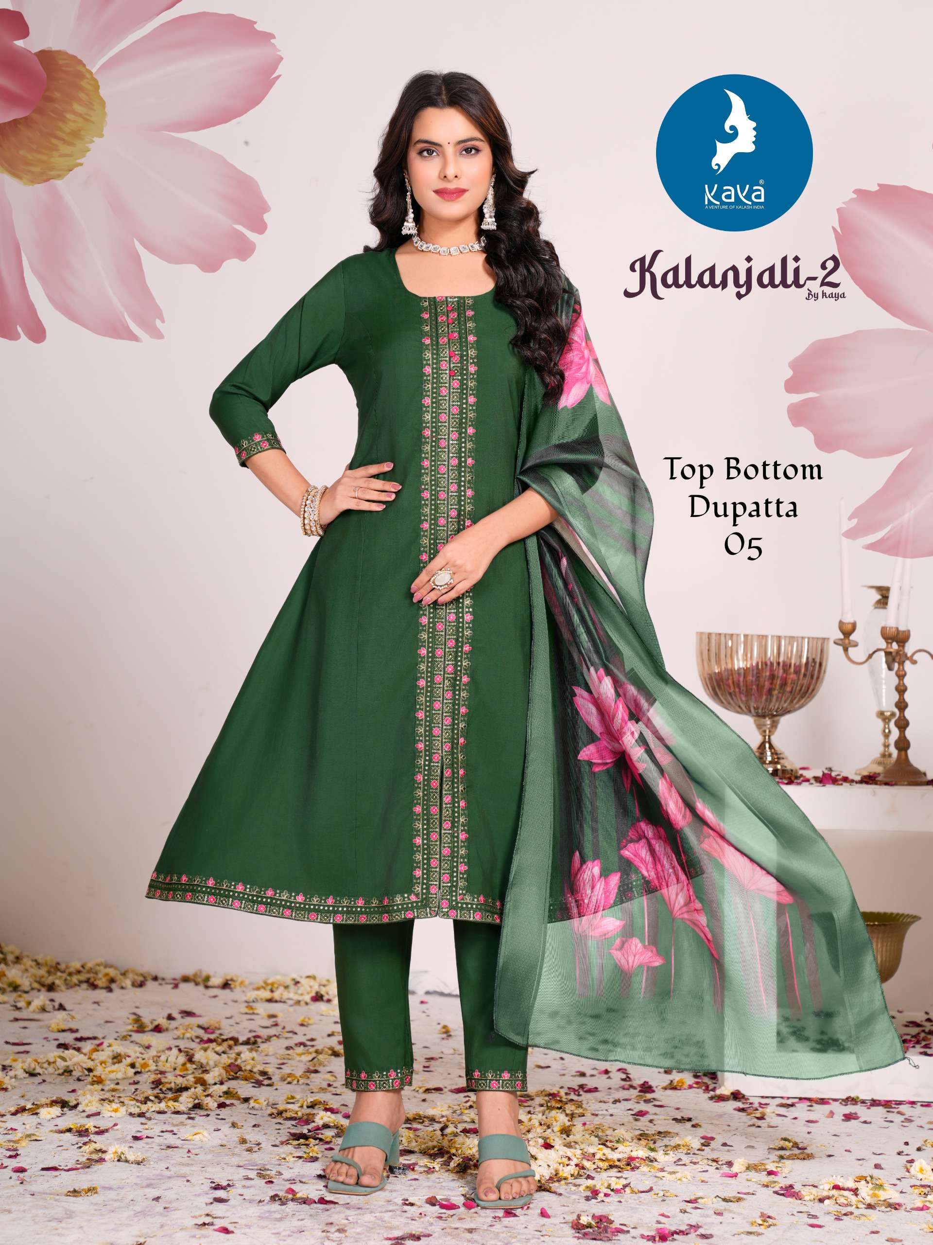 kaya presents kalanjali vol-2 roman silk plus size readymade kurtis catalog wholesaler and exporter 