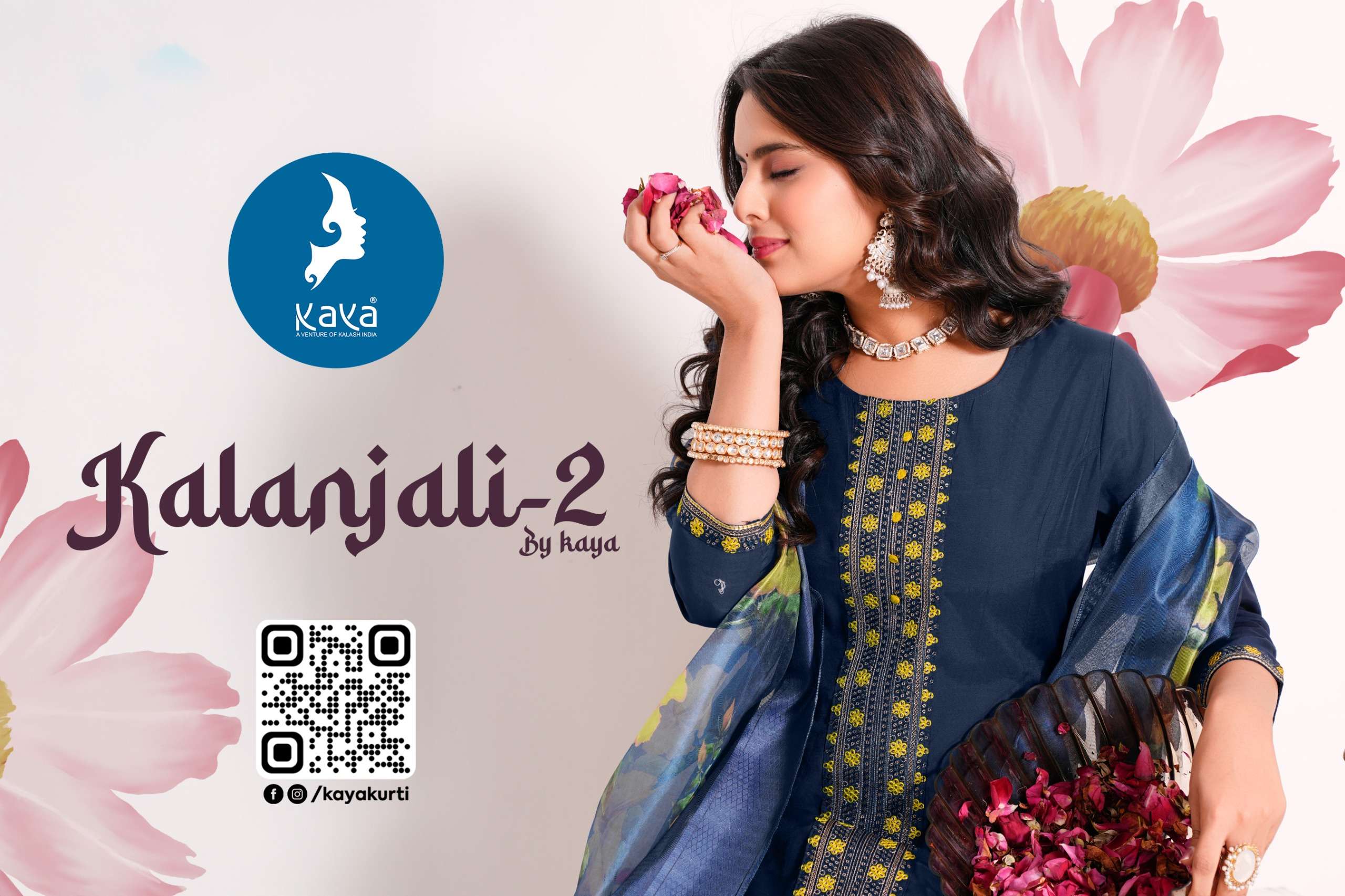 kaya presents kalanjali vol-2 roman silk plus size readymade kurtis catalog wholesaler and exporter 
