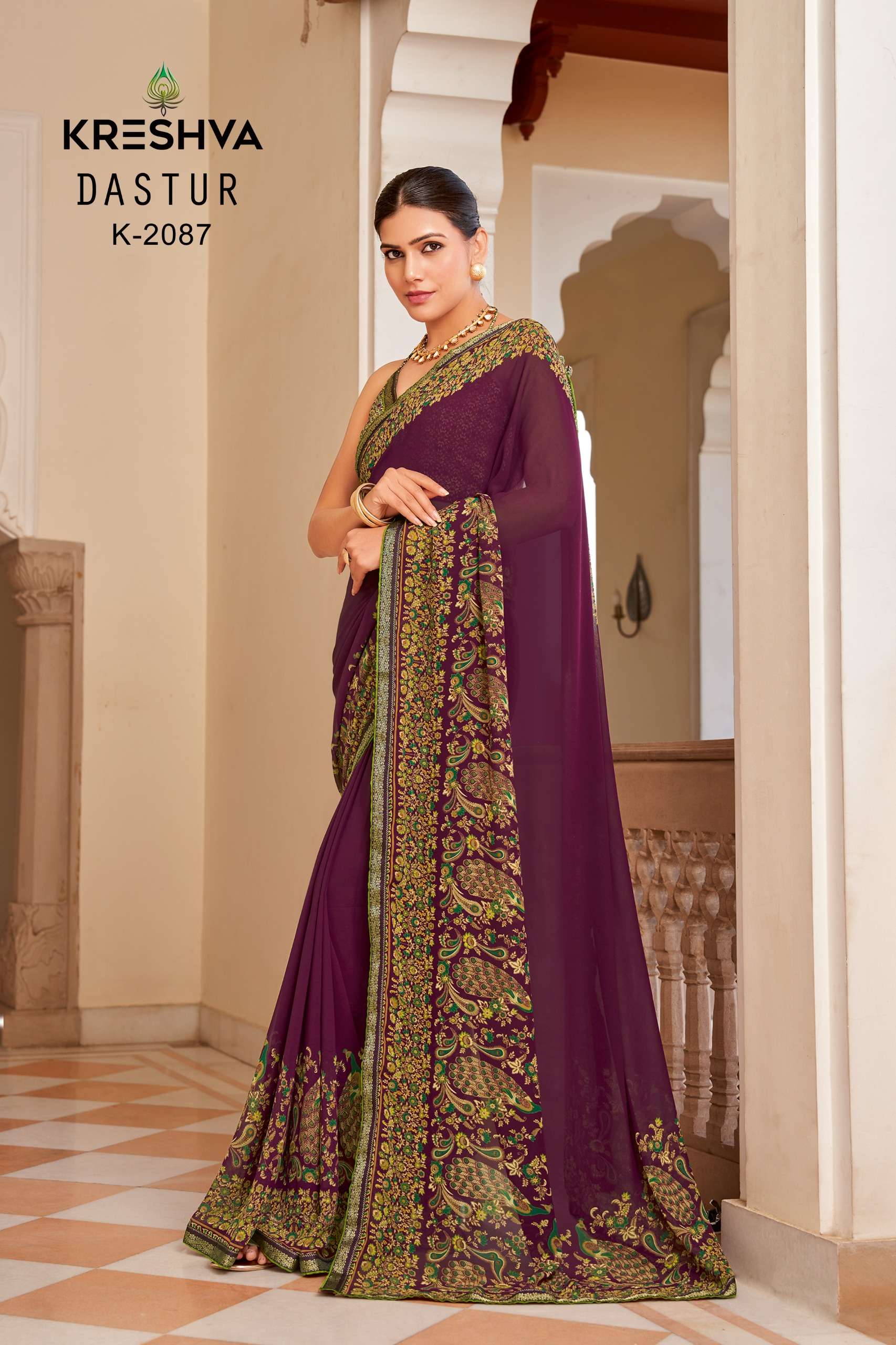 Kreshva Presents Dastur Georgette Shop Trendy Sarees Catalog Wholesaler And Exporter In Surat
