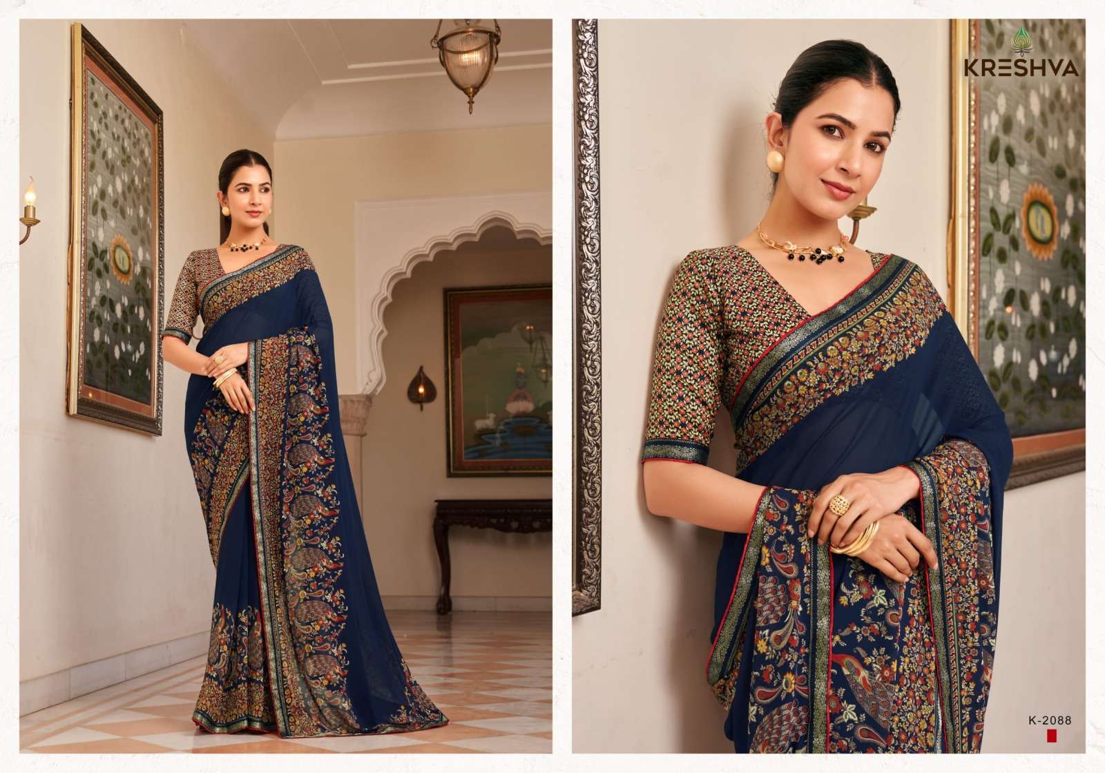 Kreshva Presents Dastur Georgette Shop Trendy Sarees Catalog Wholesaler And Exporter In Surat