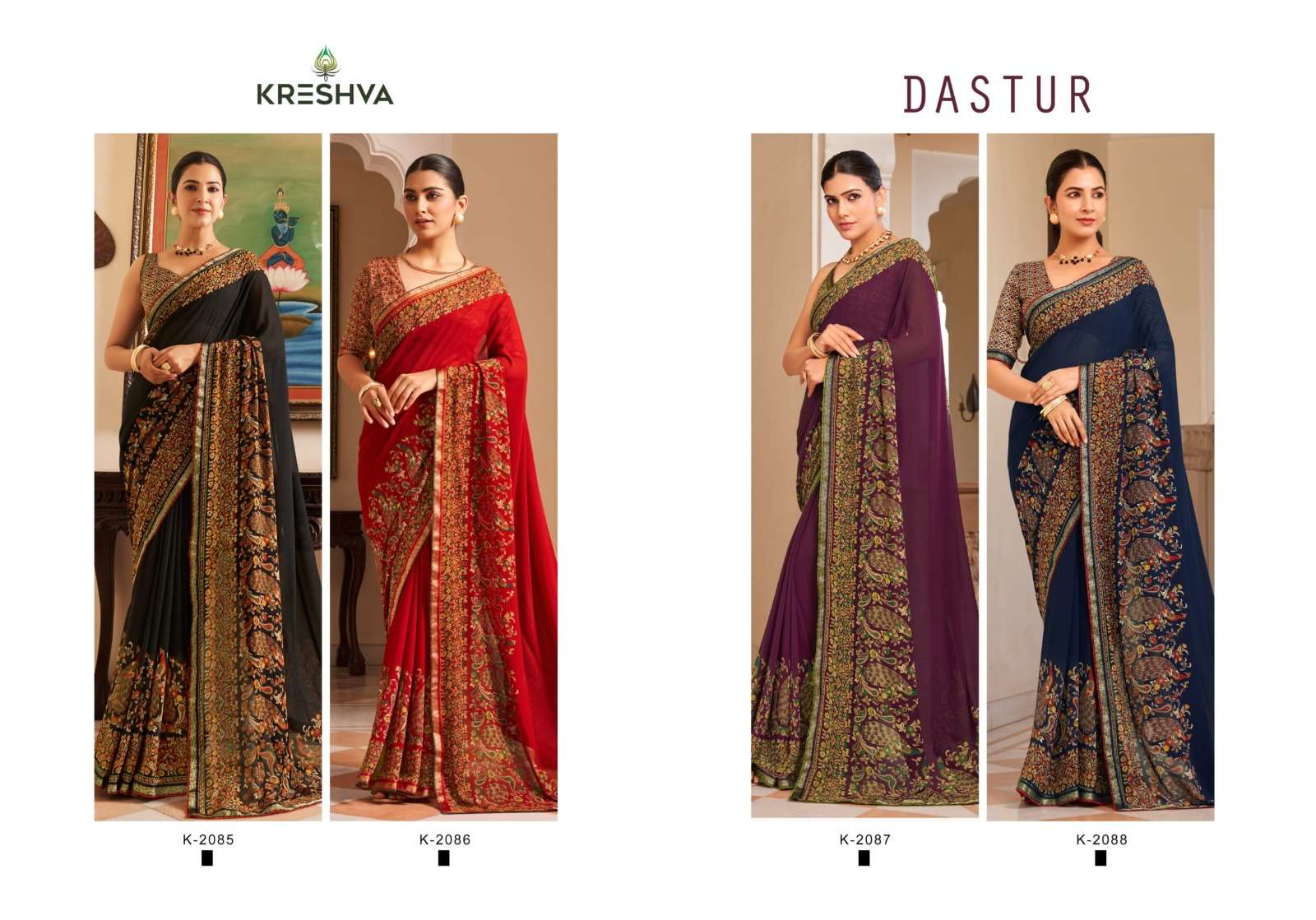 Kreshva Presents Dastur Georgette Shop Trendy Sarees Catalog Wholesaler And Exporter In Surat