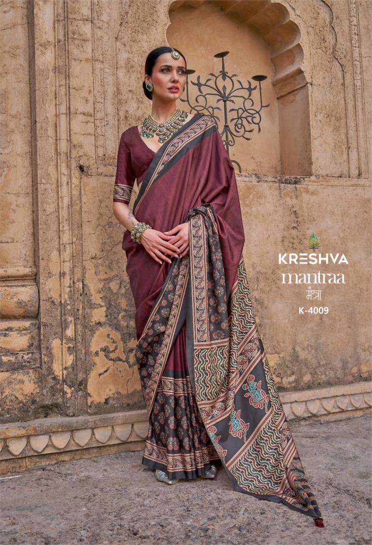kreshva presents mantra 4005-4014 silk shop glamorous styles sarees catalog wholesaler and exporter 