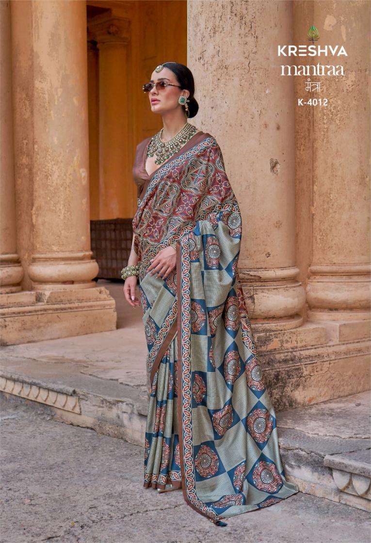 kreshva presents mantra 4005-4014 silk shop glamorous styles sarees catalog wholesaler and exporter 