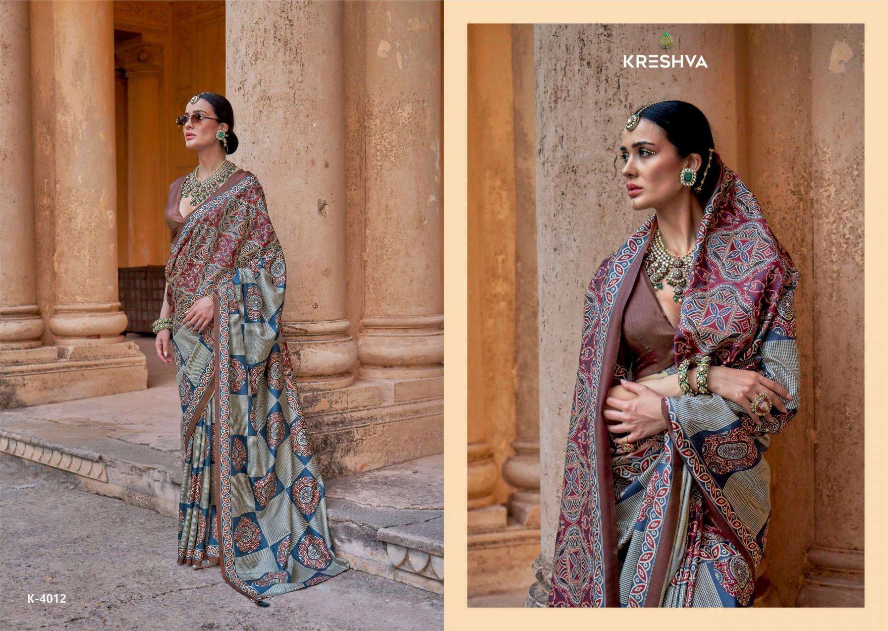 kreshva presents mantra 4005-4014 silk shop glamorous styles sarees catalog wholesaler and exporter 