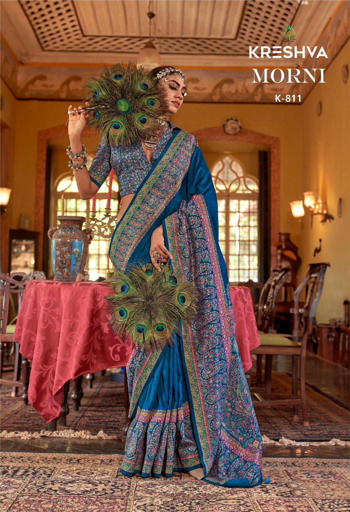 KRESHVA PRESENTS MORNI SILK 806-811 SERIES TRADITIONAL SAREES PERFECT FOR FESTIVALS CATALOG WHOLESALER AND EXPORTER 