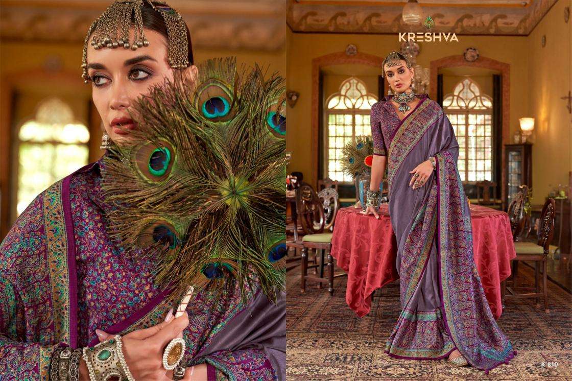 KRESHVA PRESENTS MORNI SILK 806-811 SERIES TRADITIONAL SAREES PERFECT FOR FESTIVALS CATALOG WHOLESALER AND EXPORTER 