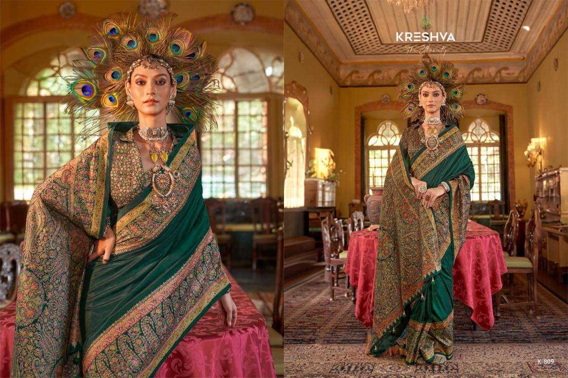 KRESHVA PRESENTS MORNI SILK 806-811 SERIES TRADITIONAL SAREES PERFECT FOR FESTIVALS CATALOG WHOLESALER AND EXPORTER 