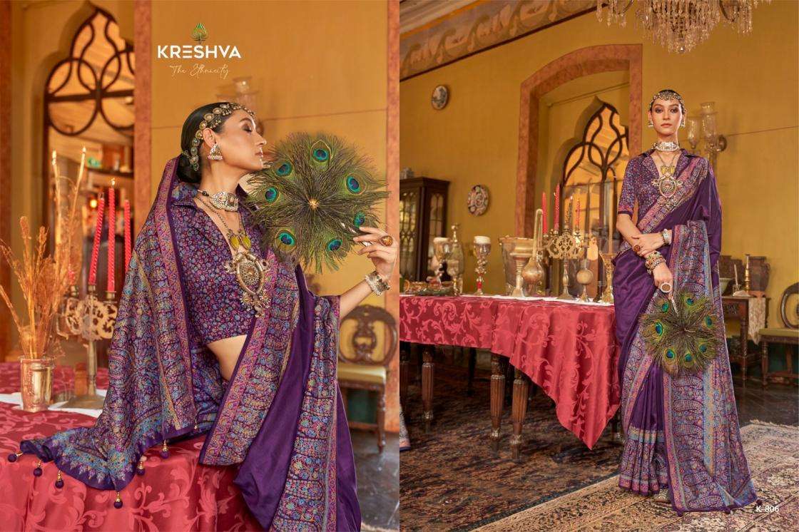 KRESHVA PRESENTS MORNI SILK 806-811 SERIES TRADITIONAL SAREES PERFECT FOR FESTIVALS CATALOG WHOLESALER AND EXPORTER 