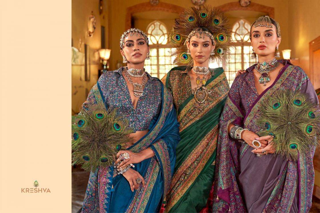 KRESHVA PRESENTS MORNI SILK 806-811 SERIES TRADITIONAL SAREES PERFECT FOR FESTIVALS CATALOG WHOLESALER AND EXPORTER 