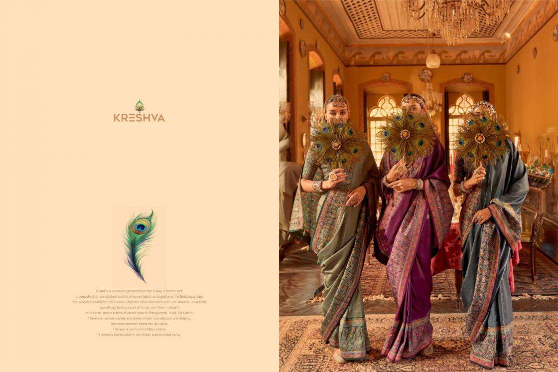 KRESHVA PRESENTS MORNI SILK 806-811 SERIES TRADITIONAL SAREES PERFECT FOR FESTIVALS CATALOG WHOLESALER AND EXPORTER 