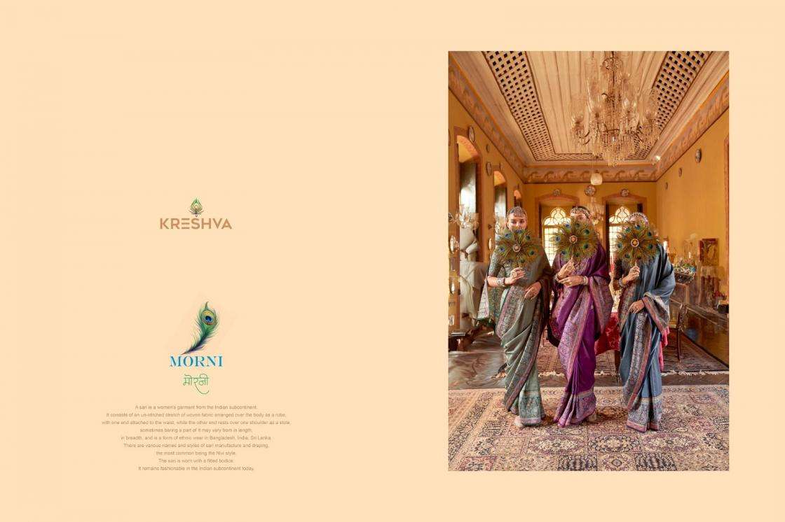 KRESHVA PRESENTS MORNI SILK 806-811 SERIES TRADITIONAL SAREES PERFECT FOR FESTIVALS CATALOG WHOLESALER AND EXPORTER 