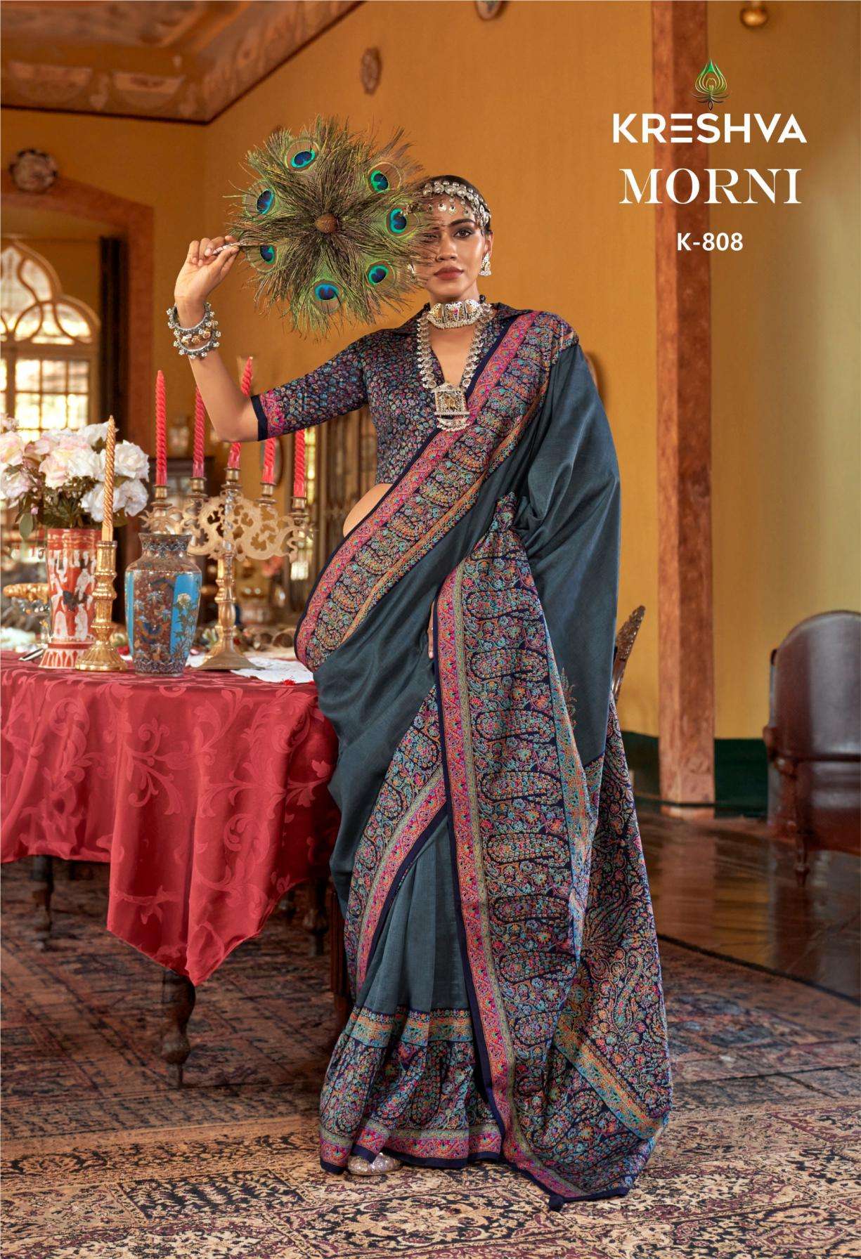 KRESHVA PRESENTS MORNI SILK 806-811 SERIES TRADITIONAL SAREES PERFECT FOR FESTIVALS CATALOG WHOLESALER AND EXPORTER 