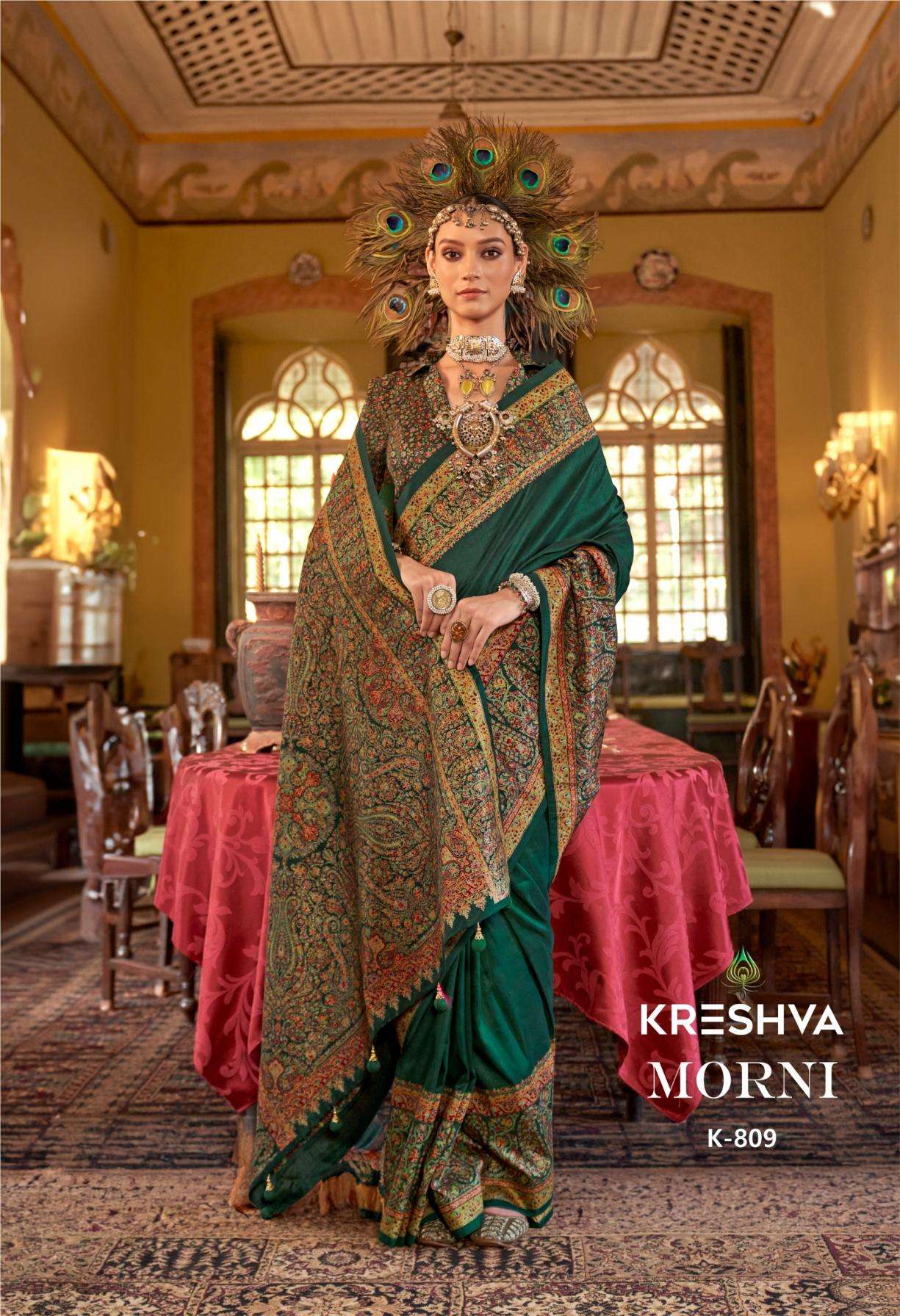 KRESHVA PRESENTS MORNI SILK 806-811 SERIES TRADITIONAL SAREES PERFECT FOR FESTIVALS CATALOG WHOLESALER AND EXPORTER 