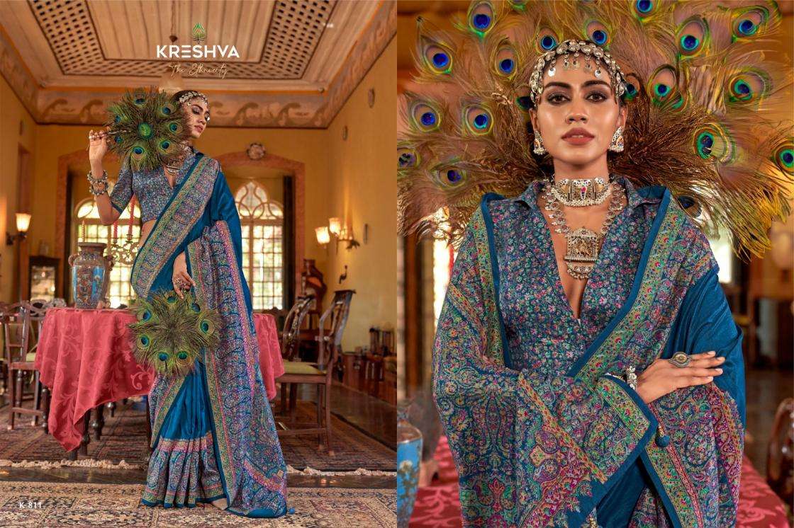 KRESHVA PRESENTS MORNI SILK 806-811 SERIES TRADITIONAL SAREES PERFECT FOR FESTIVALS CATALOG WHOLESALER AND EXPORTER 