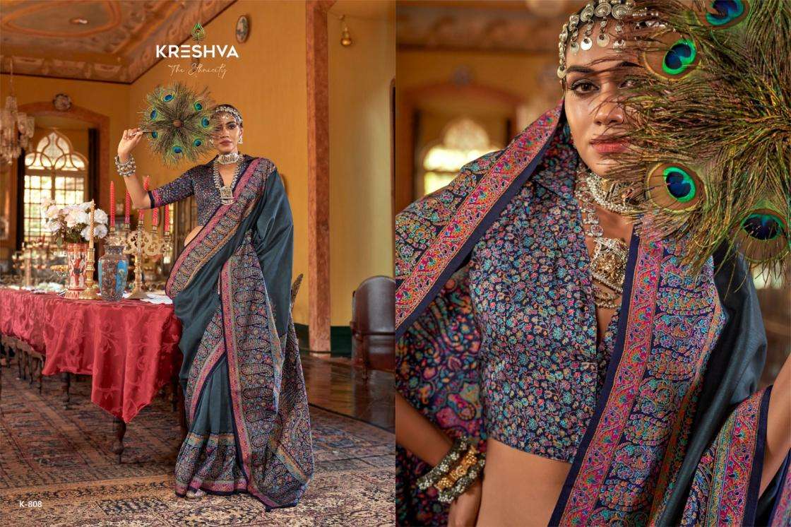 KRESHVA PRESENTS MORNI SILK 806-811 SERIES TRADITIONAL SAREES PERFECT FOR FESTIVALS CATALOG WHOLESALER AND EXPORTER 