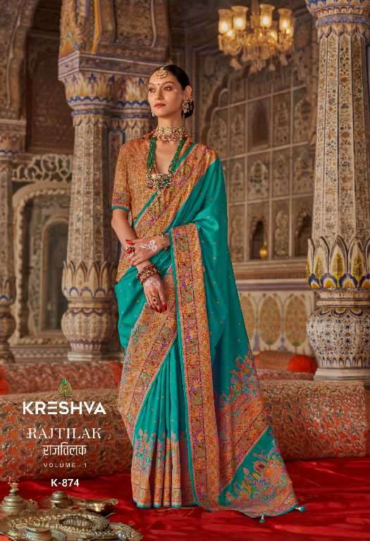 Kreshva Presents Rajtilak Vol-1 Wholesale Super PV Silk Party Wear Indian Sarees Catalog Wholesaler And Exporter 
