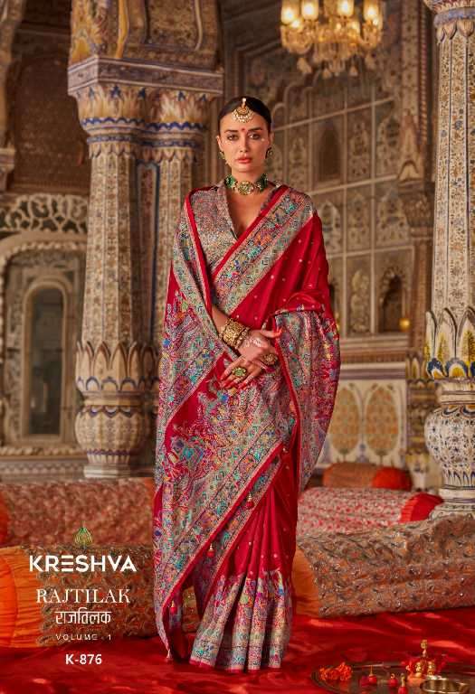 Kreshva Presents Rajtilak Vol-1 Wholesale Super PV Silk Party Wear Indian Sarees Catalog Wholesaler And Exporter 