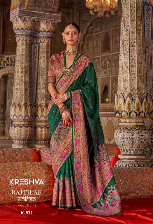Kreshva Presents Rajtilak Vol-1 Wholesale Super PV Silk Party Wear Indian Sarees Catalog Wholesaler And Exporter 