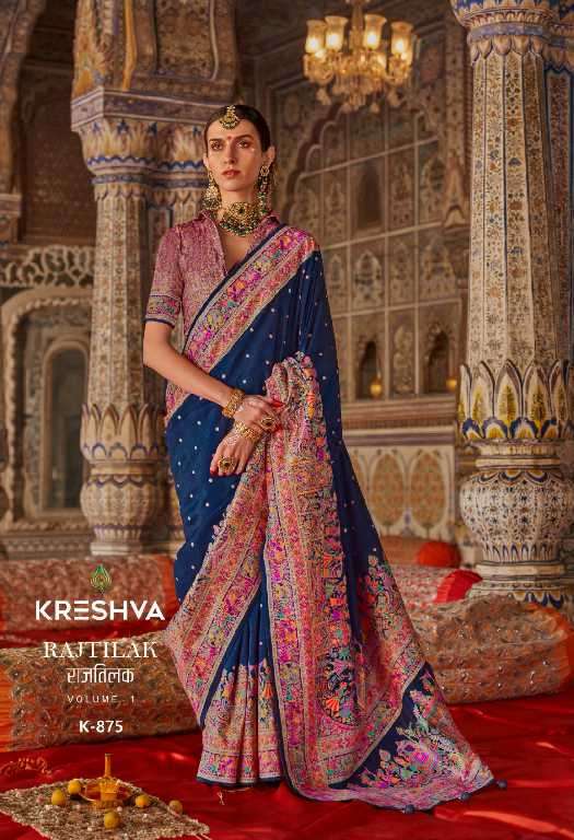 Kreshva Presents Rajtilak Vol-1 Wholesale Super PV Silk Party Wear Indian Sarees Catalog Wholesaler And Exporter 