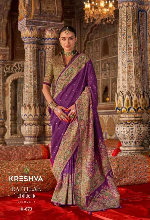 Kreshva Presents Rajtilak Vol-1 Wholesale Super PV Silk Party Wear Indian Sarees Catalog Wholesaler And Exporter 