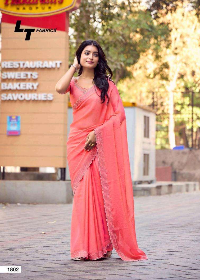 LT FABRICS PRESENTS SILVER STONE VOL-18 NYLON XCATONIC SATIN FASHIONABLE SAREES CATALOG WHOLESALER AND EXPORTER IN SURAT 