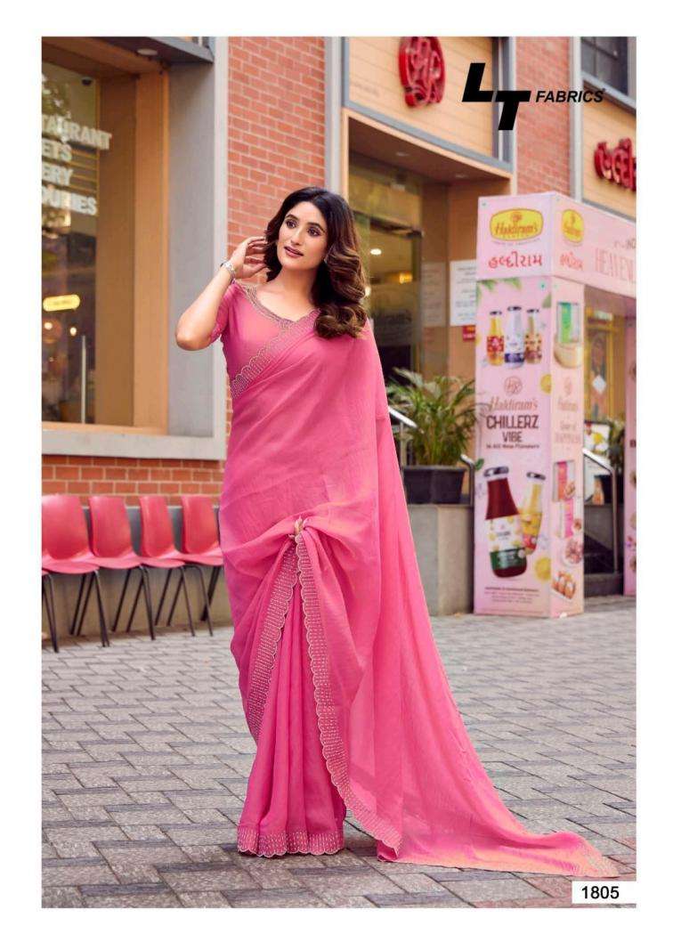 LT FABRICS PRESENTS SILVER STONE VOL-18 NYLON XCATONIC SATIN FASHIONABLE SAREES CATALOG WHOLESALER AND EXPORTER IN SURAT 